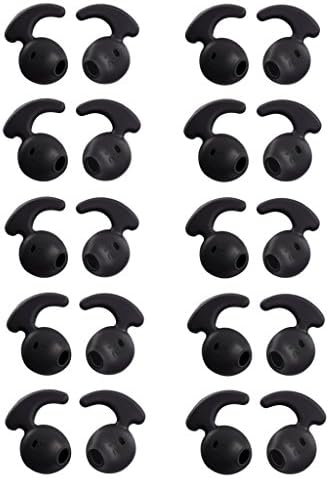 Tiehnom 20 Piece (10 Pair) Samsung Earbud Ear Hooks Covers Silicone Tips Replacement Ear Gels Buds for Samsung Galaxy S7/S7 Edge /S6/S6 Edge Earbuds (Black)