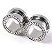 PiercingJ 8G-9/16 Inches (3-14mm) Punk Rhinestone Crystal Screw Tunnels Ear Expander Stretcher Plugs Piercing Gauge (1/2