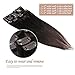 Grammy 20 Inch 7pcs Remy Clips in Human Hair Extensions 02 Dark Brown 70g with Clips for Highlight