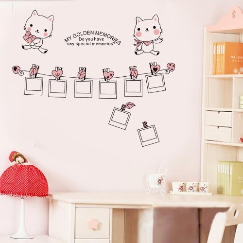 Good Life My Golden Memories Quote with Cats Picture Frames Removable Wall Decal Sticker