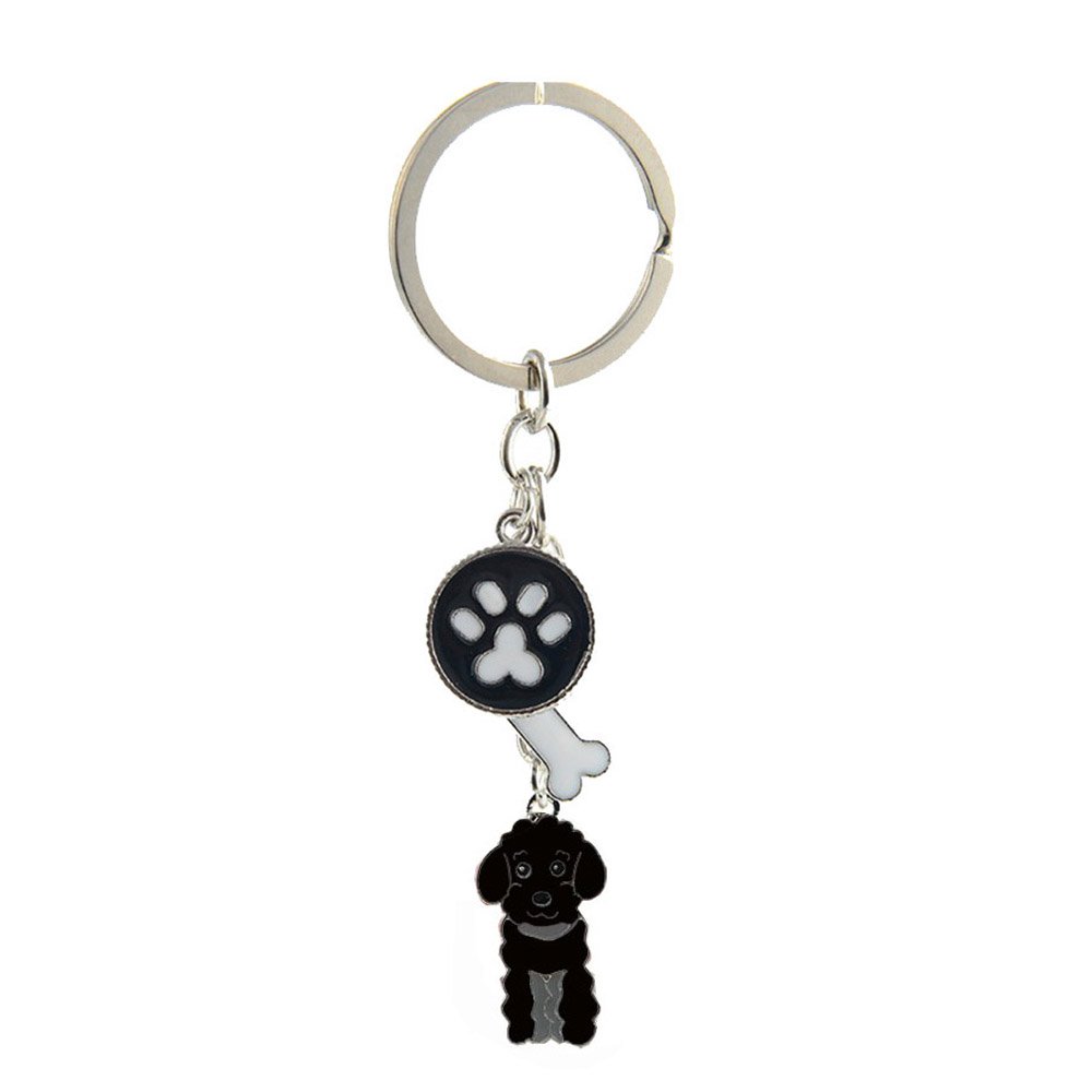 BbearT® Dog Key-ring Keychain,Cute Small Dog Puppy Metal Keychain Keyring Keyfob key tags Car Keyring Bag Charm (Black Poodle)