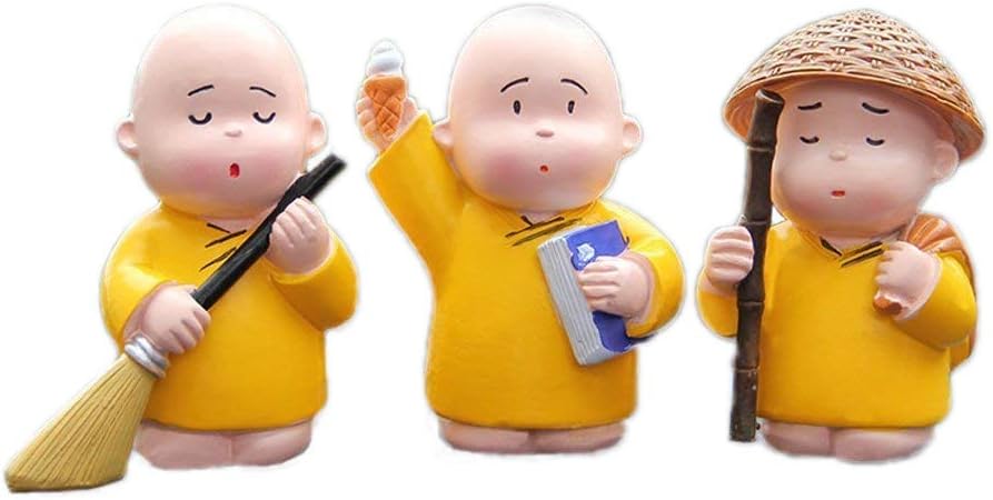 3pcs Cute Monk Car Interior Display Decoration Car Dashboard Ornament Car Home Decor Gift (D)
