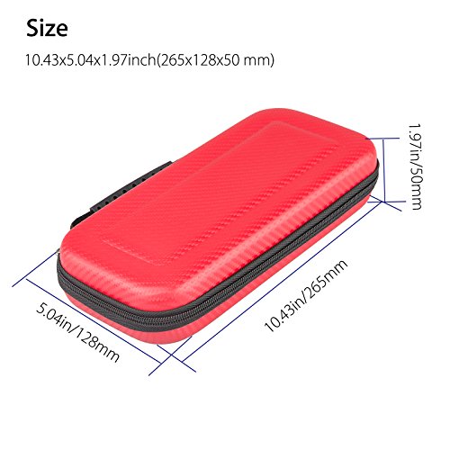 Sunjoyco Waterproof Case for Nintendo Switch, ProCase Hard Shell Game Carrying Box Travel Storage Bag for Nintendo Switch Game Console Accessories Cable, Ear Buds, SD Cards