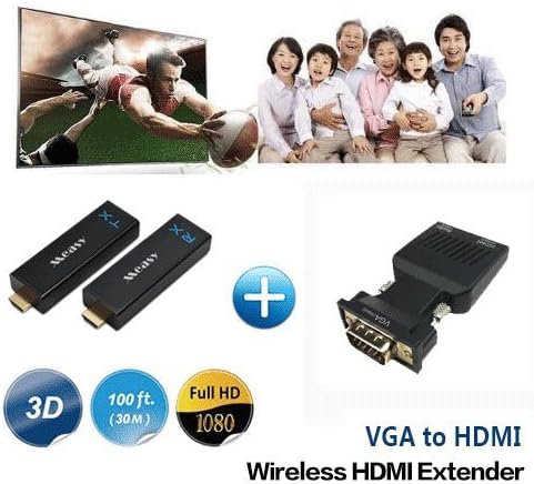 HD Transmitter Receiver Measy W2H Nano Wireless VGA Extender Up to 30M / 100FT Support 1080P 3D
