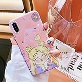 Slim Fit Smooth Soft TPU Pink Sailor Moon Case for iPhone X iPhoneX Ultra Sleek Japan Anime Cartoon Protective Shockproof Hot Cute Lovely Fashion Princess Japanese Gift Little Girls Teens Kids Women