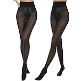 Aaronano 2 Pairs Shiny Pantyhose for Women High Waist Silk Oil Shimmer Sheer Tights