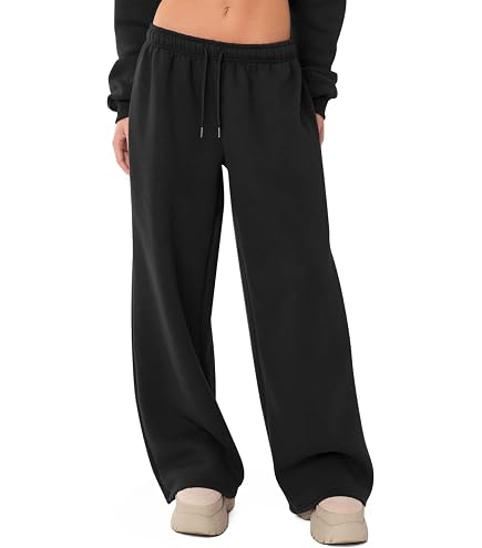Amazon.com: HeSaYep Women's Fleece Lined Sweatpants Wide Leg Baggy