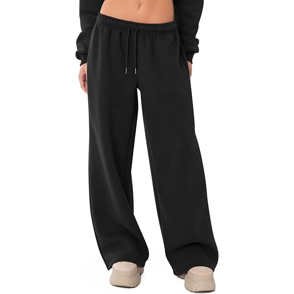 Amazon.com: HeSaYep Women's Fleece Lined Sweatpants Wide Leg Baggy