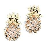 FVERMECKY Pineapple Stud Earrings,Crystal Stud