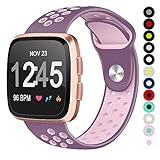 Compatible for Fitbit Versa | Soft Silicone Replacement Sport Band for New Fitbit Versa Smart Watch (Purple/Soft-Purple, Small)