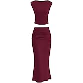 PRETTYGARDEN Skirt Sets Women 2 Piece Outfits Summer Outfits 2026 Going Out Crop Tops Long Maxi Skirts Beach Vacation Clothes