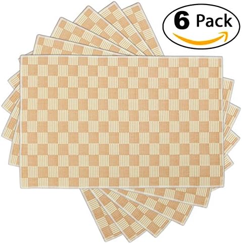 Tea Talent Everyday Kitchen Basic Cotton Placemats Woven Braided Ribbed Washable Dining Table Mats for Dinner Parties Picnics, 18" x 12", Set of 6 - Cream
