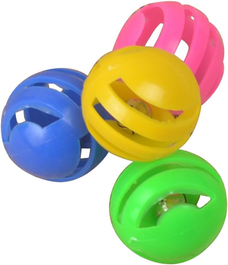 Pack of 4pcs Pet Cat Toy Plastic Chasing Ball Crazy Play Ball With