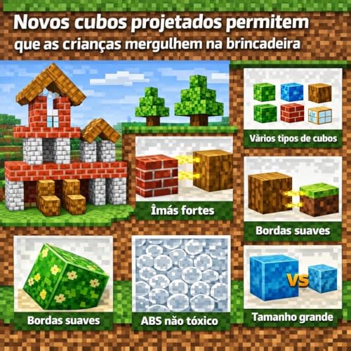 Blocos Magnéticos de Montar 3D Infantil – 73 Peças