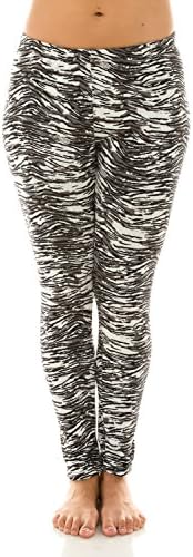Women's Comfy Extra Soft Brushed Animal Tiger Printed Lined Fleece Leggings Plus Size One Size X039