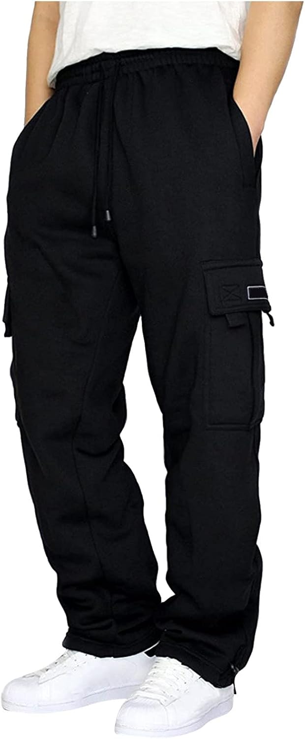 TpoWorld Men's Cotton Sport Jogging Trousers Slim Fit,Elastic Belt with Large Side Pockets Pants