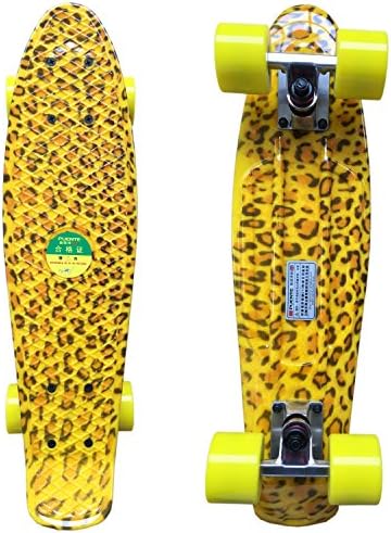 Musesland 22 inch Complete Skateboard Retro Cruiser Leopard Scrawl for Beginners Kids Girls Boys