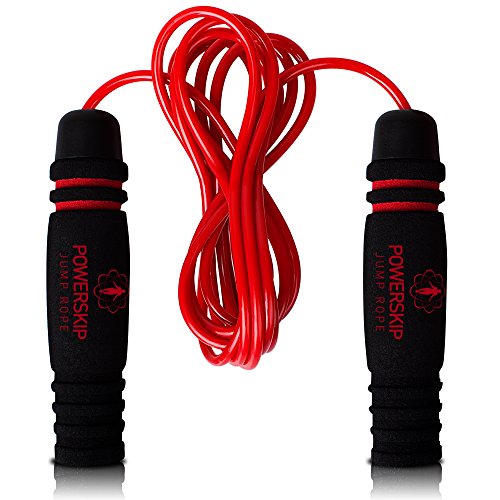 Epitomie PowerSkip Jump Rope with Memory Foam Handles and Weighted Speed Cable - Fire Red