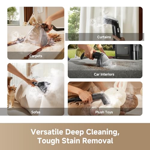 DREAME N20 Steam Portable Carpet Cleaner with Steam & Hot Water Wash, Upholstery Cleaner Machine with Auto-Mix Solution, 17Kpa Powerful Suction, Spot Cleaner for Carpet, Couch, Furniture, Pets, Cars