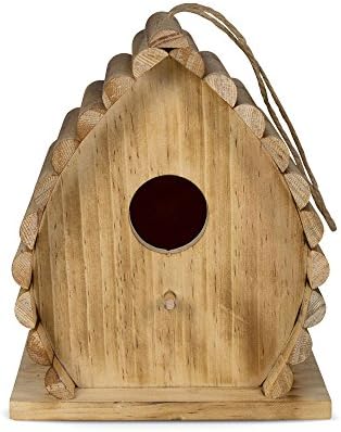 Bambeco Handcrafted FSC Certified Wood and Bamboo Outdoor Treated Dew Drop Hanging Bird House Habitat