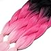 Synthetic Yaki Straight Ombre Jumbo Braiding Hair Extensions High Temperature Fiber Crochet Braids Hairstyles (Black Dark Light Pink)