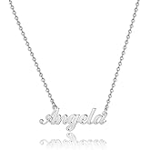 Hidepoo Angela Necklace – Personalized Name Pendant Necklace, Dainty Angela Name Necklace Chain Jewelry Gifts for Women