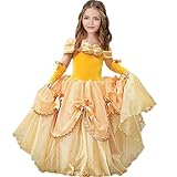 CQDY Belle Princess Dress Costume Sleeveless Party Christmas Halloween, Yellow, 4-5T