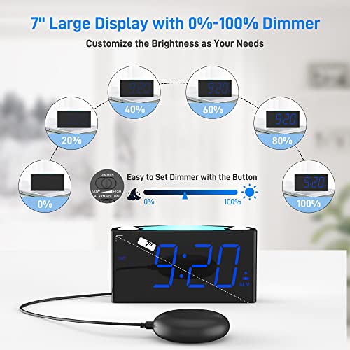 Super Loud Vibrating Alarm Clock for Heavy Sleepers, Bed Shaker Alarm