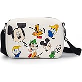 Disney Bag, Crossbody, Rectangle, Disney Mickey and Friends Fab Four Expressions All Over, White, Vegan Leather