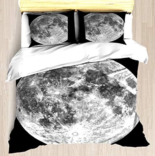 KANGSEA Full Moon Duvet Cover Set Unique Printed Exclusive Designed Pattern Comforter Bedding Cover Pillow Shams 3 Piece Bed Duvet Cover Queen/Full