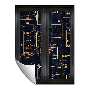Wall Paper Small Wall Mural City at Night Wall Art Removable Wall Decoration for Bedroom Living Room - 24x32 inches