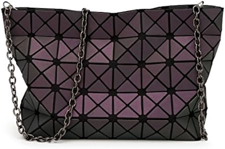 Kayers Sulliva Women's Fashion Geometric Plaid Cross-body Shoulder Bag Purse with Black Metal Chain Strap