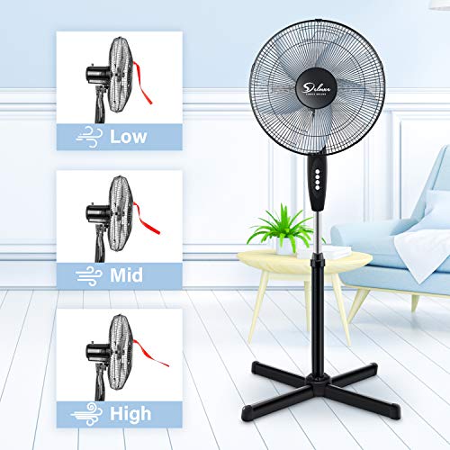 Simple Deluxe Oscillating 16″ 3 Adjustable Speed Pedestal Stand Fan for Indoor, Bedroom, Living
