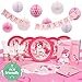 Unicorn Party Decorations | Serves 16 | Eco-Friendly Birthday Party Supplies| Includes reusable tablecloth, PLA straws & utensils, paper banner, unicorn paper plates, cups, napkins, party favor bags