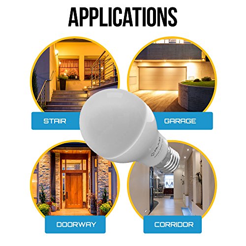Motion Sensor Light Bulb 7W - Motion Activated LED Light Bulbs with Dusk to Dawn Motion Detector for Outdoor Indoor Front Door Porch Garage Hallway Stairs Wall Lighting - E26 Socket 6000K COOL White