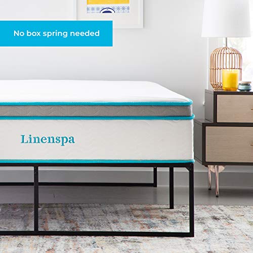 LINENSPA Contemporary Platform King Metal Bed Frame Steel Slats