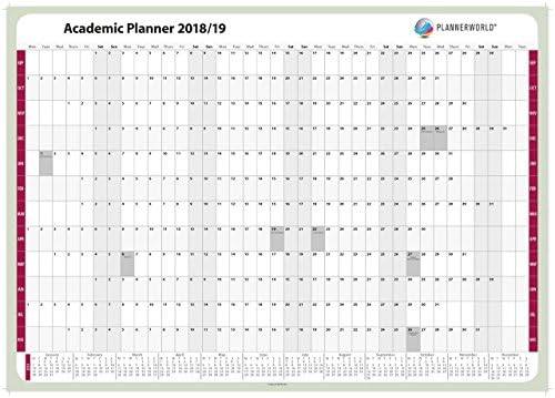 Student Academic A1 Yearly Wall Planner 2019/20, Very High Quality, Laminated