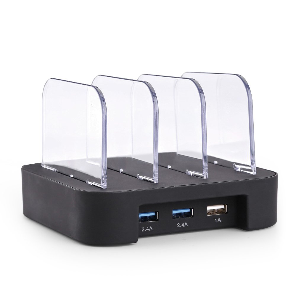 Mbuynow Estación de carga USB, 3 Puertos USB Multi-Cargador Universal 2.4A Tecnología de carga rápida para teléfonos inteligentes Tablets Galaxy Nexus y más