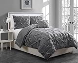 Geneva Home Fashion 3-Piece Anabelle Pinch Pleat Comforter, Twin, Gray