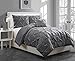 Geneva Home Fashion 3-Piece Anabelle Pinch Pleat Comforter, Twin, Gray