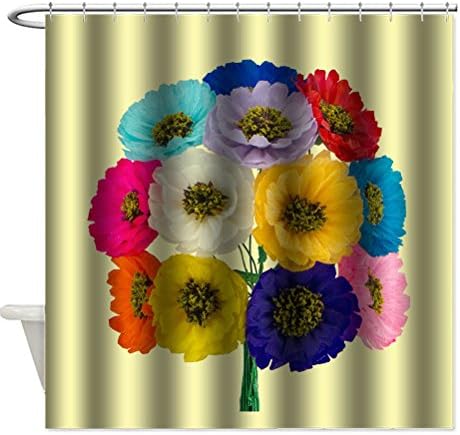 Custom Flowers Dahlia Floral Daisy Waterproof Fabric Thickened Shower Curtain Bathroom 71(W)x79(L)