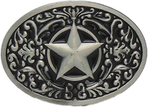 Floral Etched Texas Deputy Sheriff Badge 5 Point Star Belt Buckle Western Cowboy