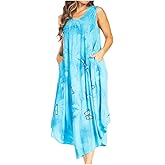 Sakkas Starlight Fourth Women's Tie Dye Caftan Tank Dress/Cover Up Beach Kaftan