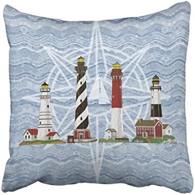 Accrocn Square Throw Pillow Covers Vintage Lighthouses Pillowcases Polyester 18 X 18 Inch With Hidden Zipper Home Sofa Cushion Decorative Pillowcase
