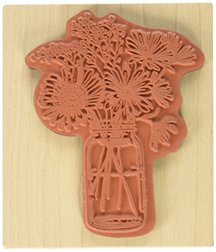 Inkadinkado 60-01218 Mounted Rubber Stamp, 3.5" x 4", Floral Mason Jar, Red