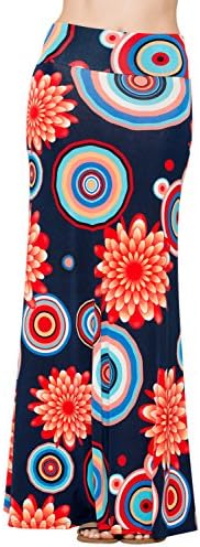 Cody Line Women's Relaxed Comfortable Fit Maxi Skirts (Medium, E222NZ Navy Coral)