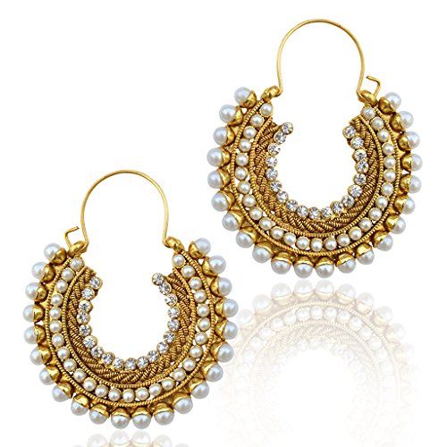 Bali hoop traditional india artisan polki stone earring…
