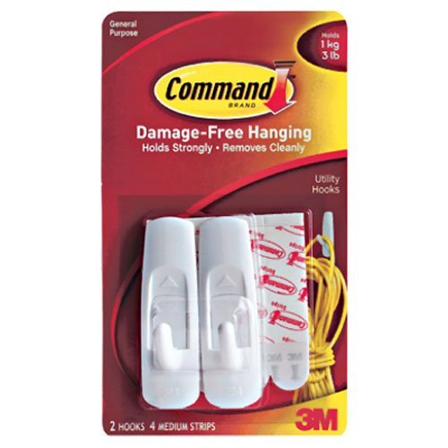 Command Medium Hooks, White, 8-Hook