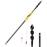 HUAALIUCHE 54" Flexible Installer Drill Bit for Pulling Wires in Walls, Ceilings, and Sidewalks, 3/4" Auger with Screw Point &amp; Fish Eye, 1/4" 3-Flat Shank for Wood &amp; Conduits, Fish Tape Fastener，Tube