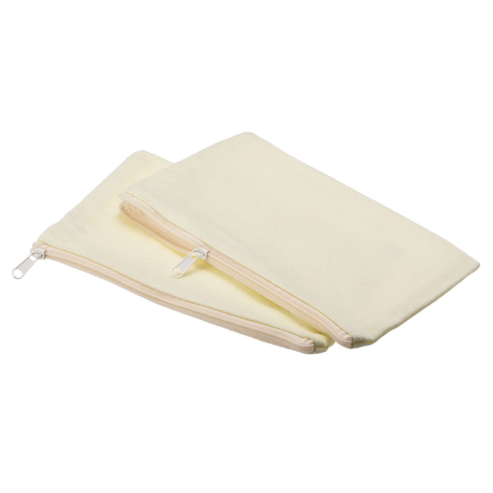 PATIKIL Canvas Zipper Pouch, 4 Pack Blank Zip DIY Bags Pencil Case Plain Craft Storage Pocket for Travel Organizing Accessory, Beige